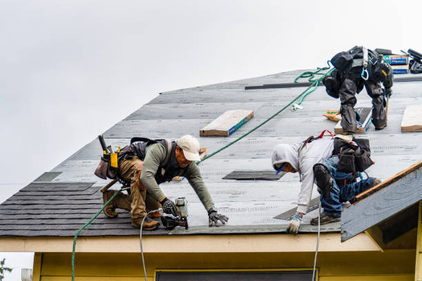 Professional Gutter Installation technician working in Liberty, IN
